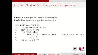 Algorithmique  Python  Le crible dÉratosthène  Liste des nombres premiers [upl. by Eugirne]