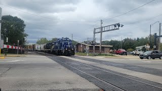 Patriot rail leads Elkhart Western to the switch crossing Jackson st in Elkhart [upl. by Palladin]