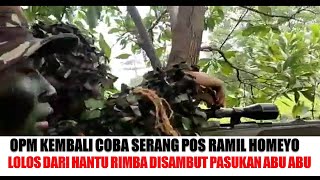 KKB OPM KEMBALI COBA SERANG POLSEK DAN POS RAMIL HOMEYO LOLOS DARI TIM HANTU RIMBADISAMBUT ABU ABU [upl. by Ettelorahc]