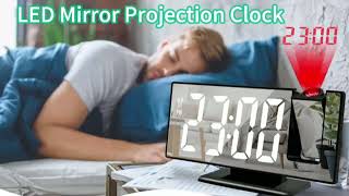 EK3618 75inches Projection LED Mirror Alarm Clock with BrightnessSnooze [upl. by Laehctim]