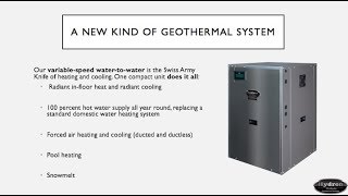 Hydron Module The AllinOne Geothermal System Our VariableSpeed WatertoWater Webinar [upl. by Fablan]