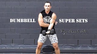 Biceps amp Back LatsRhoms Dumbbell Super Set Workout 30mins380cals [upl. by Gnoud]