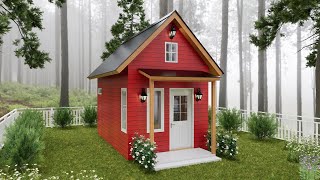 10x16 3x5 Meters Tiny House With Loft Design  Rustic Cabin In The Forest [upl. by Concoff]