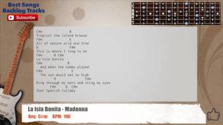 🎸 La Isla Bonita  Madonna Guitar Backing Track with scale chords and lyrics [upl. by Utta]