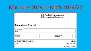 May June 2024 D Math 4024 22 Solution by Ferhan Mazher [upl. by Silvia]