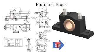 Plummer Block using SOLIDWORKS  Parts and Assembly  SOLIDWORKS tutorials for beginners [upl. by Aden]