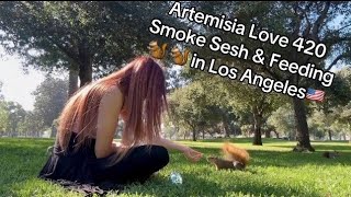 Artemisia Love Public 420 Smoke Sesh  the park amp Feeding 🐿️🐿️ Link in Bio losangeles squirrel [upl. by Livy]