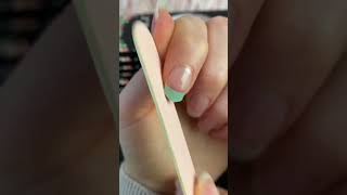 Green French  Gel Nail Stickers nailtutorial asmrvideo satysfyingvideo [upl. by Yerd379]