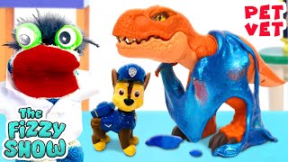 Fizzy The Pet Vet amp The Paw Patrol Pups Go On a Dinosaur Rescue From Slime  Fun Videos For Kids [upl. by Ynamad283]