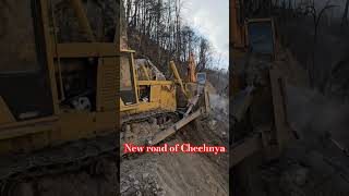 New road of Chechnya чечня automobile экскаватор mountains bulldozer спецтехника [upl. by Bilac683]