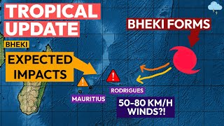 Strong Tropical Cyclone Bheki Threatens Mauritius amp Rodrigues [upl. by Enaled]