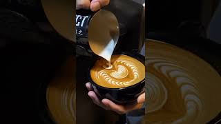 Basic heart latte art 🖤 by Maverick [upl. by Womack]