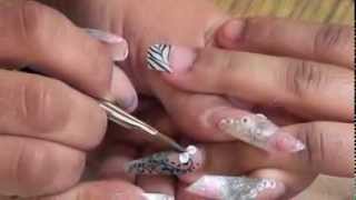 Acrylic Nail art 3D flower Design beginner [upl. by Oremo]