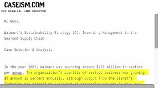 Walmart’s Sustainability Strategy C Inventory Management in the Seafood Case Solution amp Analysis [upl. by Alasteir]