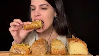 ASMeRi Eats ASMR syrupy baklava pastry dessert Mukbang bites only [upl. by Sivart]