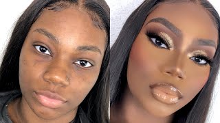 Darkskin Client tutorial🔥X glitter glam [upl. by Cohbert]