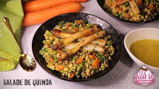 Recette de Salade de Quinoa aux Petits Pois Carottes et Asperges Rôties [upl. by Arracahs]