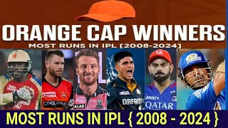 ORANGE CAP WINNERS MOST RUNS IN IPL 2008  2024  IPL ORANGE CAP DETAILS [upl. by Eudo]