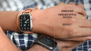 HERMÈS APPLE WATCH SERIES 7 UNBOXING Double Tour Apple Watch 41mm [upl. by Asirac778]