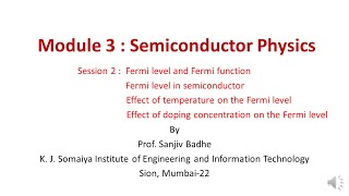 Semiconductor Physics Session 2 Fermi Level and Fermi Function [upl. by Selda]