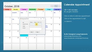 How to coding Sample Calendar Appointment with VBNET  MS Access no plugins needed [upl. by Tnafni472]