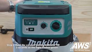 Makita DVC864LZ Twin 18v 36v LXT Dust Extractor with AWS Auto Power Take Off Bluetooth [upl. by Boggs275]