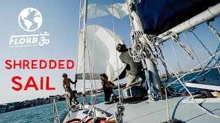 Full Time Liveaboard Boat Life Shredding a Sail while Sailing in France [upl. by Conrado929]