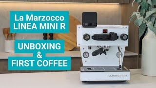 Unboxing Set Up amp Making First Coffee La Marzocco Linea Mini R [upl. by Giraldo]