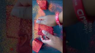 Red dyed blocks  glitter toppings✨viralvideo asmr satisfying shorts JasmrMarie [upl. by Nobie]