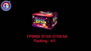 500 gram cakes fireworks 57 shots cakes fireworks FP6669 STAR STREAK From Fisherman Fireworks [upl. by Saiasi]