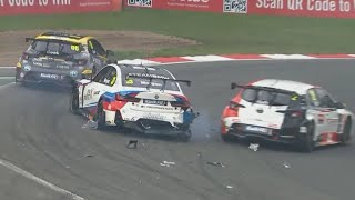 BTCC 2024  Brands Hatch Race 1  Start Crash [upl. by Seravaj]