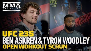 UFC 235 Tyron Woodley Ben Askren Open Workout Media Scrum  MMA Fighting [upl. by Notxarb]