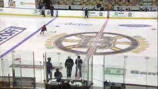 9 year old kid hockey phenom scores amazing goal before Bruins game in penalty shot shootout contest [upl. by Amalbena649]