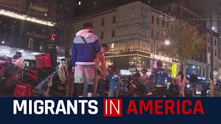 NYC migrant family seeking new shelter  Migrants in America [upl. by Aiyot520]