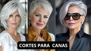 CORTES PARA LUCIR TUS CANAS DESPUÉS DE LOS 50 60 Y 7O AÑOS TENDENCIA EN PELO CORTOS CANOSO [upl. by Audun]