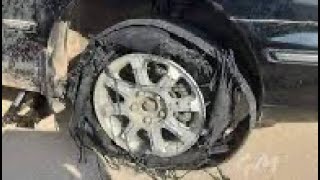 CAR TIRE EXPLODES ON FREEWAY [upl. by Drabeck]