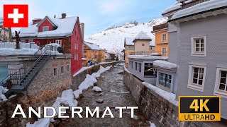 Andermatt Switzerland  December 2023  4K Walking Tour [upl. by Ynafetse]