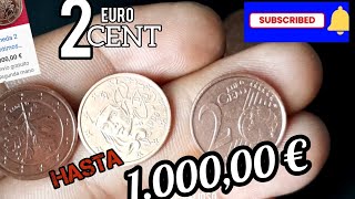 2CENT EURO hasta 1000 euros por un ejemplar de alguna de estas monedas [upl. by Leeanne157]