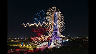 drones and fireworks at the Eiffel Tower for Paris national day 2024 [upl. by Klaus977]