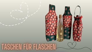 Taschen für Flaschen nähen zwei Varianten Flaschentasche nähen [upl. by Refinej]