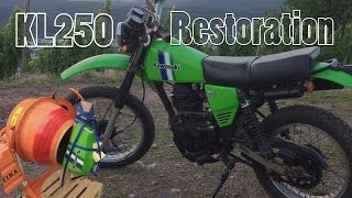 Kawasaki KL250 restoration fuel tank derust [upl. by Buckie]