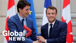 Justin Trudeau Emmanuel Macron hold joint press conference  FULL [upl. by Elleval198]