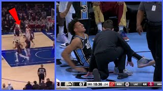 Nasty Injury 💔 Hawks Jalen Johnson leaves Cavs game with painful lowerbody injury [upl. by Anatollo]