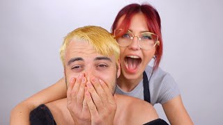 bleaching my boyfriends hair and dyeing it Grey [upl. by Nancy765]