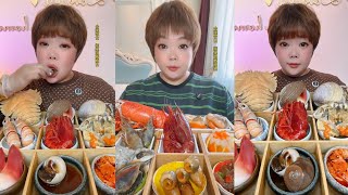 Seafood 165Peony shrimp 🦐🦐🦐 Crab 🦀 oyster 🦪 Big lobster 🦞 Seafood 🦞🦞 mukbang seafood eating [upl. by Kcor324]