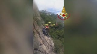 Italian firefighters save climber in intense mountain rescue [upl. by Eugenie443]