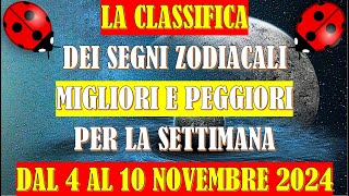 La Classifica dei Segni Zodiacali Migliori e Peggiori per la Settimana dal 4 al 10 Novembre 2024 [upl. by Chevalier]