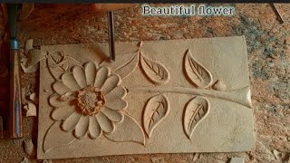 How to wood carving for beginners butifull flower and leaf [upl. by Oinesra21]