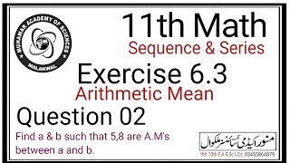 Q2 Ex63 11th Math  Arithmetic Mean [upl. by Donnelly]