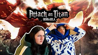 First Time Watching ATTACK ON TITAN 1x1  “To You in 2000 Years”  THIS ONE GOT US 🤯😨😳 [upl. by Tobie]